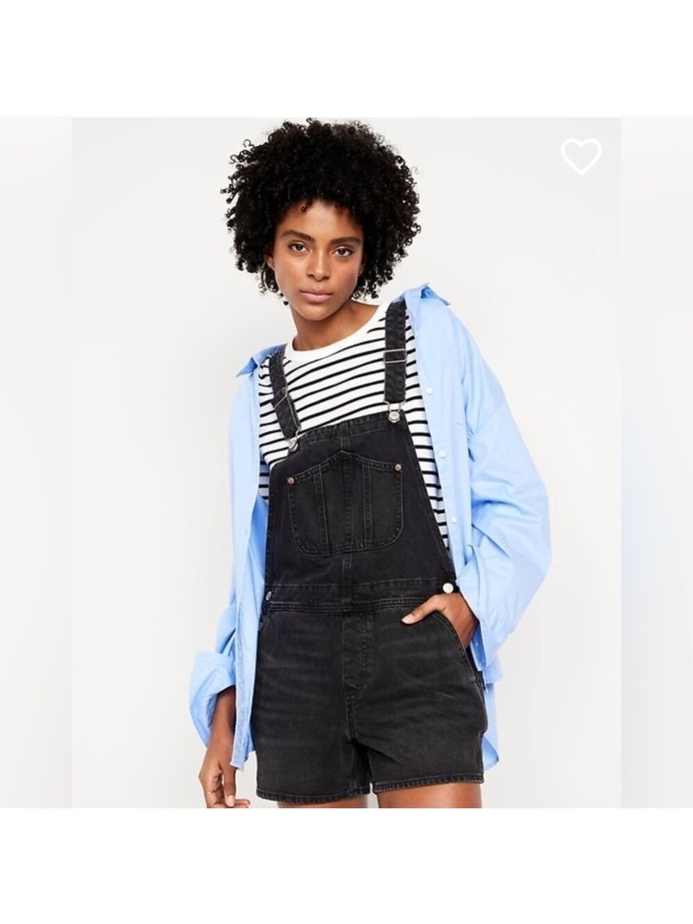 Old Navy Slouchy Beachy Summer Black Denim Jean Shortalls Overalls M NEW